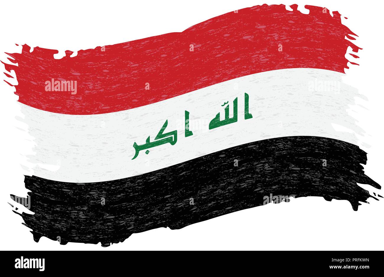 Flagge von Irak, Grunge abstrakten Pinselstrich isoliert auf einem weißen Hintergrund. Vector Illustration. Stock Vektor
