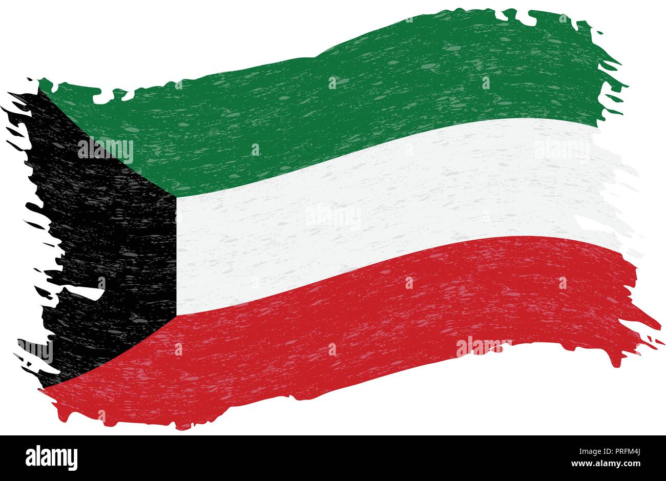 Flagge Kuwait, Grunge abstrakten Pinselstrich isoliert auf einem weißen Hintergrund. Vector Illustration. Stock Vektor