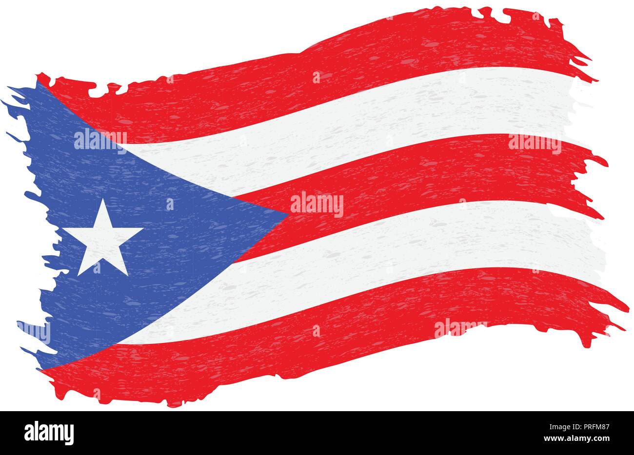 Flagge Puerto Rico, Grunge abstrakten Pinselstrich isoliert auf einem weißen Hintergrund. Vector Illustration. Stock Vektor