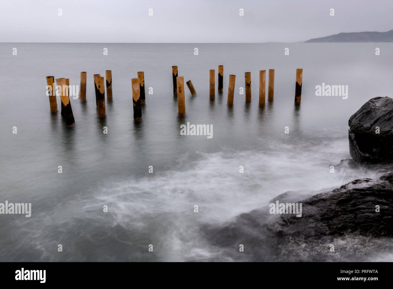 Pamucak Meer lange Belichtung, Selcuk, Izmir, Türkei Stockfoto