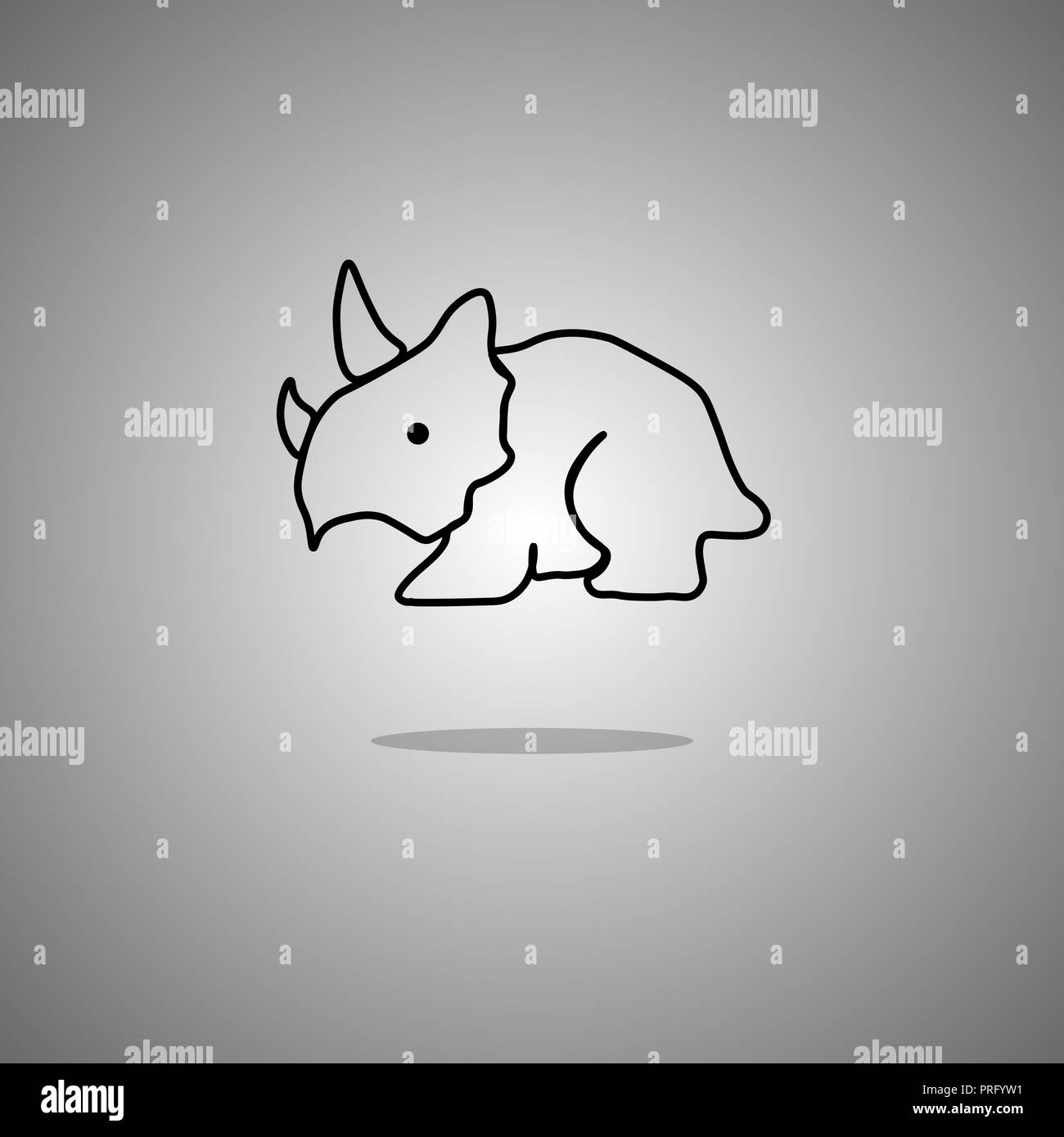 Dinosaurier Triceratops auf grauem Hintergrund mit Farbverlauf. Vector Illustration. Stock Vektor