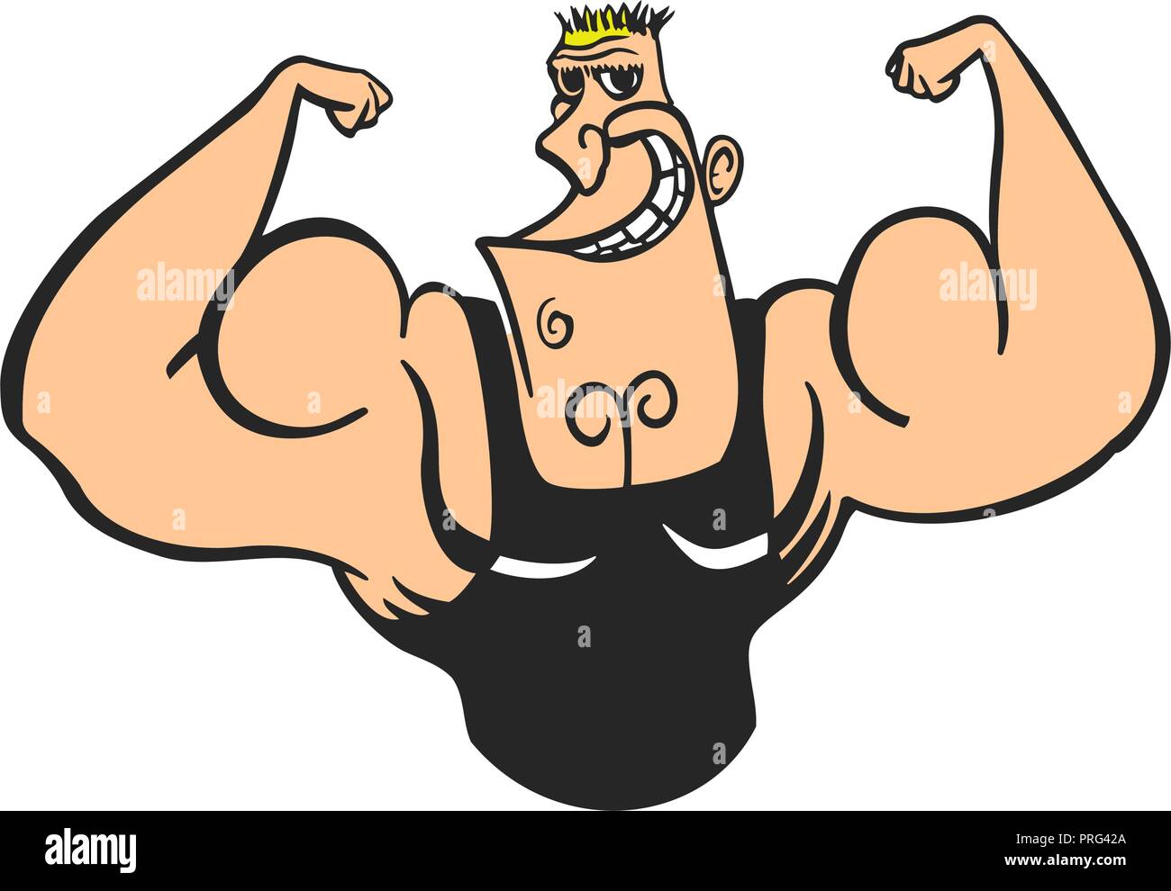 Zeichentrickfigur, muskulösen Mann, Vector Illustration, fitness Model, posierend, Bodybuilding, mens Physik posing Stock Vektor