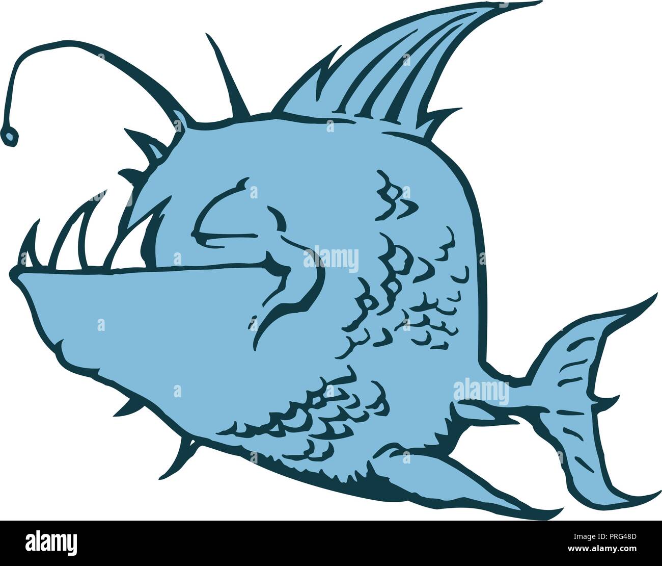 Psycho Fisch Piranha. Tier Cartoon Character Vector Illustration. Stock Vektor