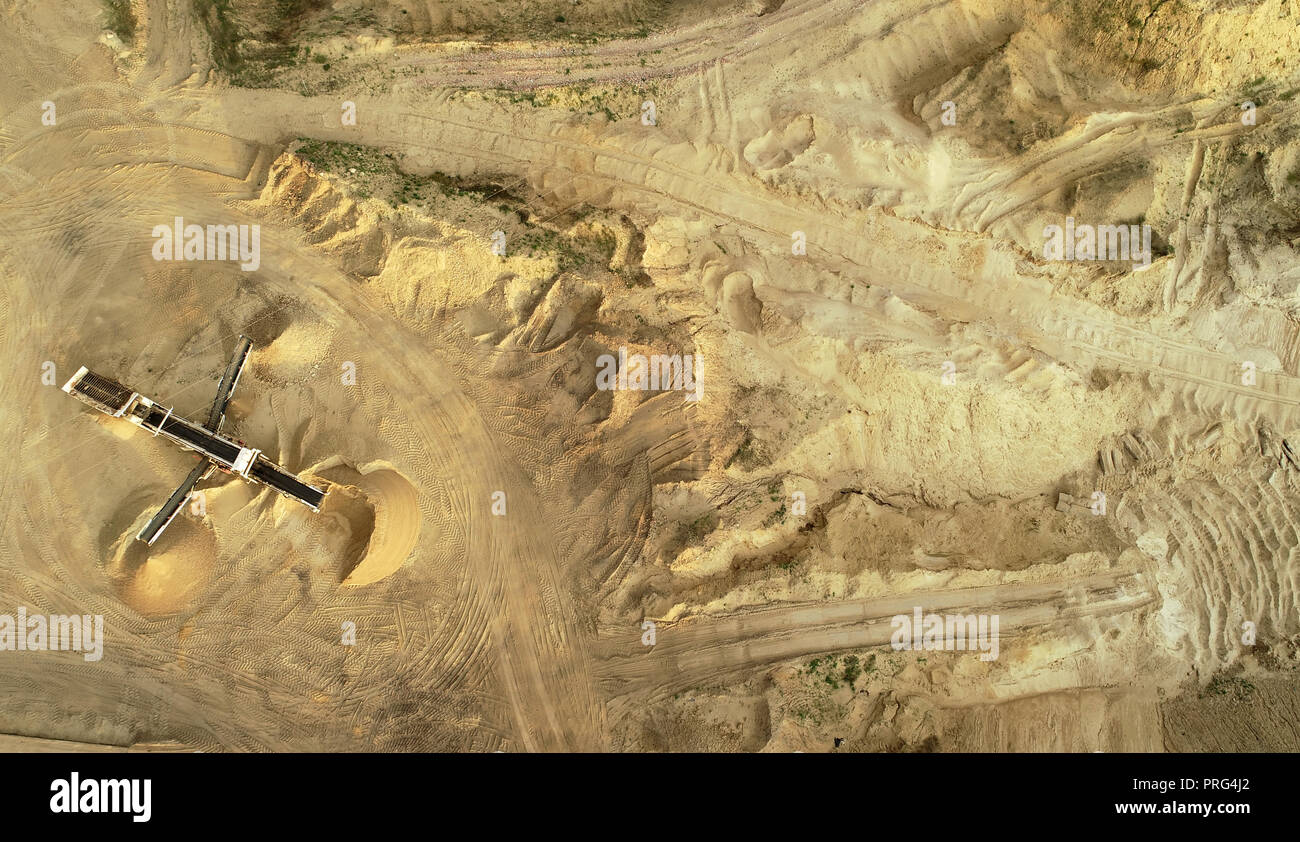 Drone Landschaft - Sand Mine aus der Luft gesehen Stockfoto