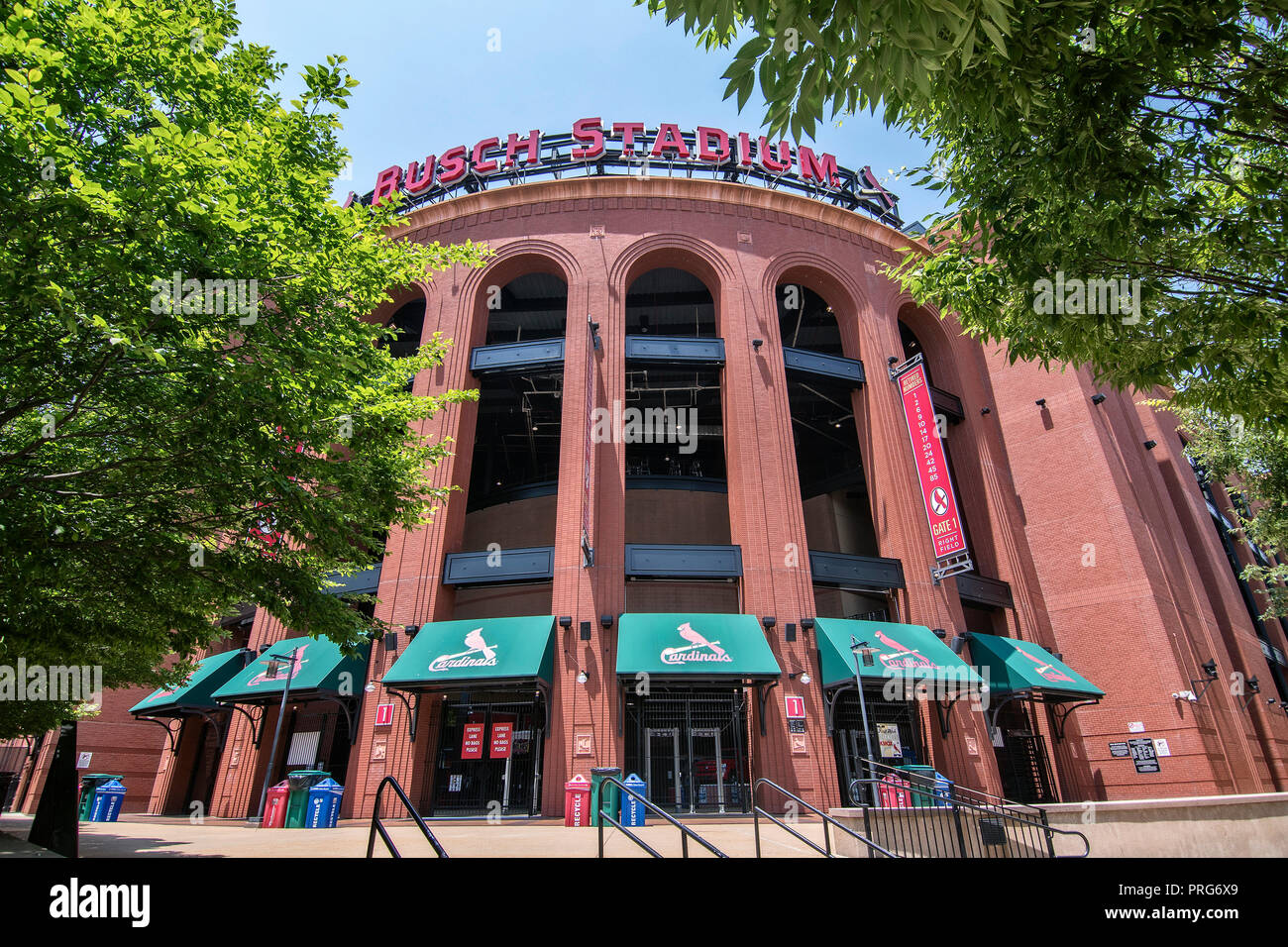 Busch Stadium, Heimat der St. Louis Cardinals, in der Innenstadt von St. Louis, Missouri, USA Stockfoto