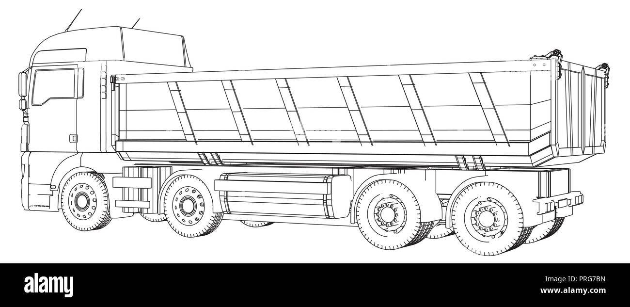Lkw Kipper. Erstellt Abbildung der 3d. Wire-Frame. EPS 10 Vektor Format Stock Vektor