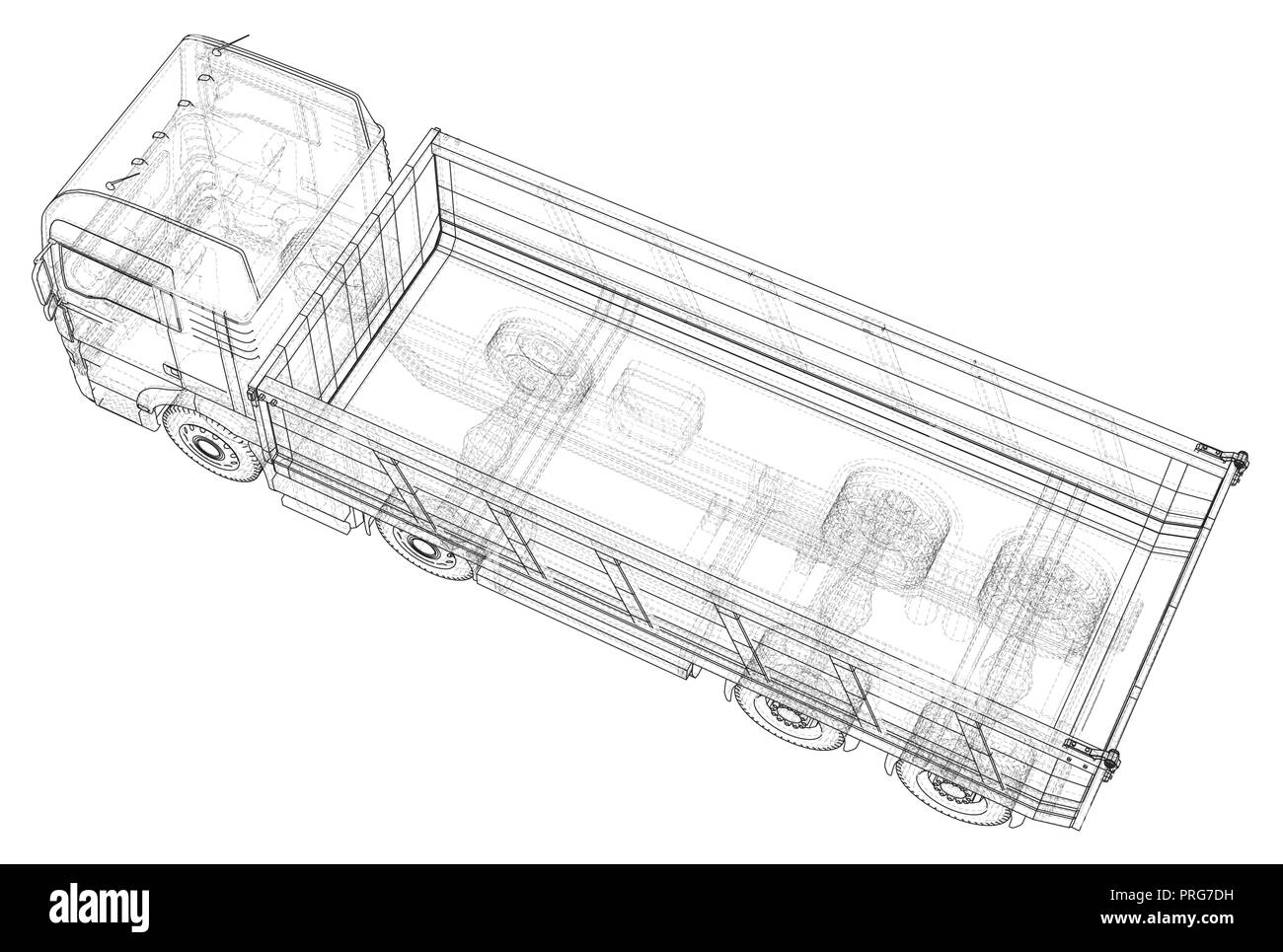 Lkw Kipper. Erstellt Abbildung der 3d. Wire-Frame. EPS 10 Vektor Format Stock Vektor