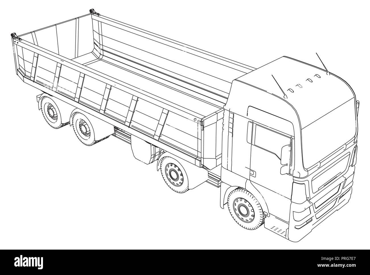 Kipper Muldenkipper isoliert. Tracing Abbildung der 3d. EPS 10 Vektor Format Stock Vektor