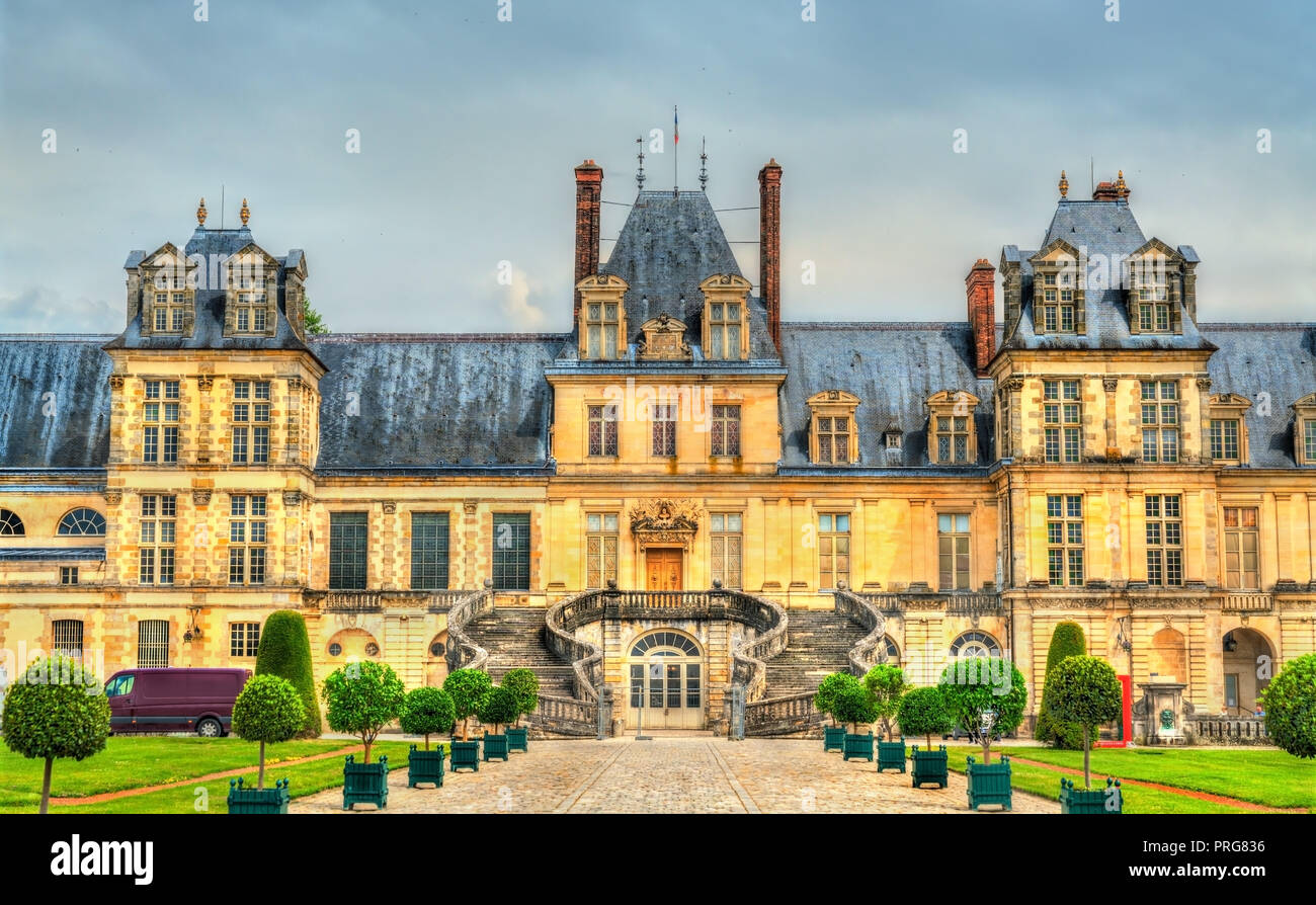 Château de Fontainebleau, einer der größten französischen königlichen Paläste. Stockfoto