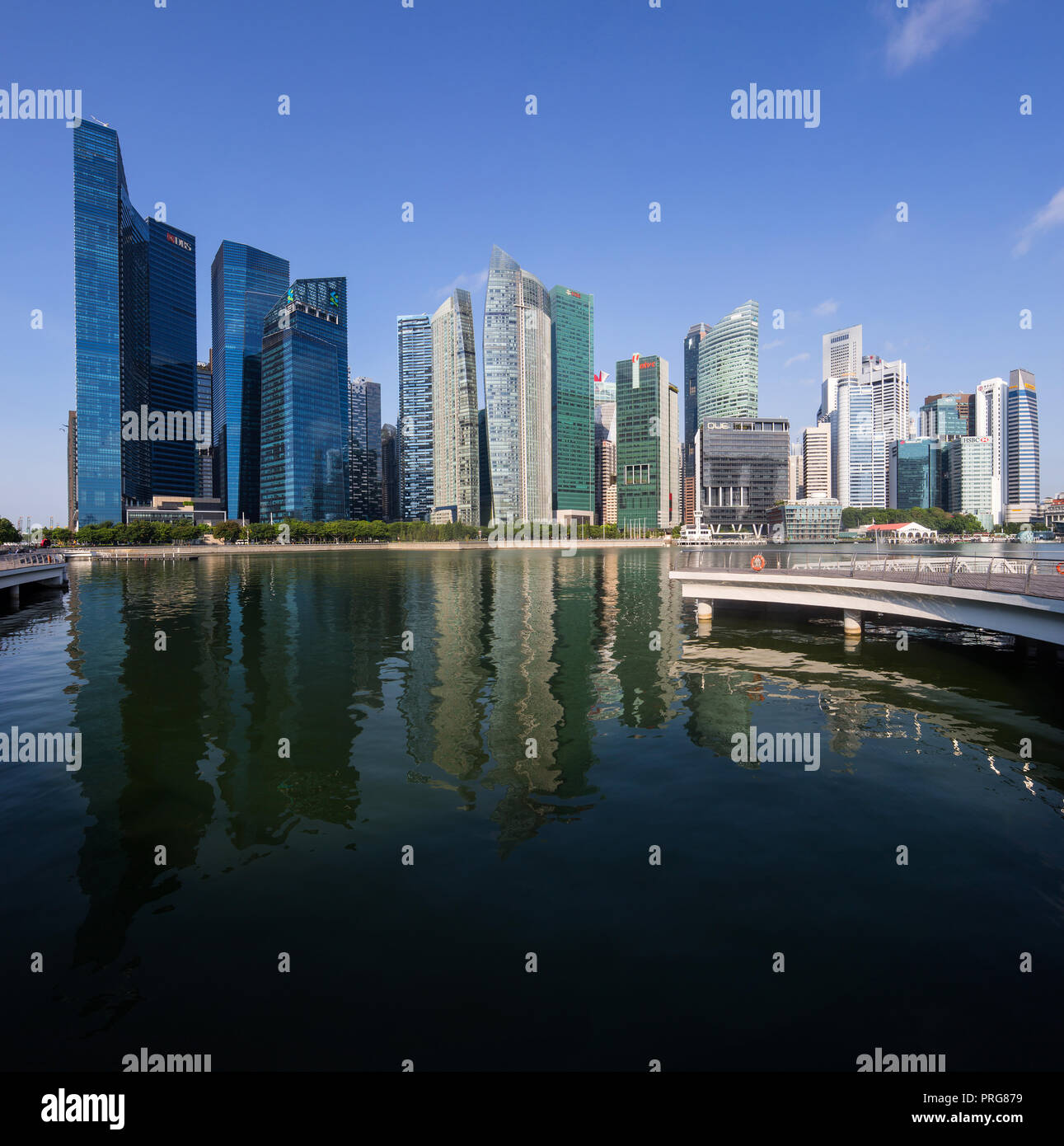 Reihe von verschiedenen kommerziellen Wolkenkratzern Architektur in Singapur Stockfoto