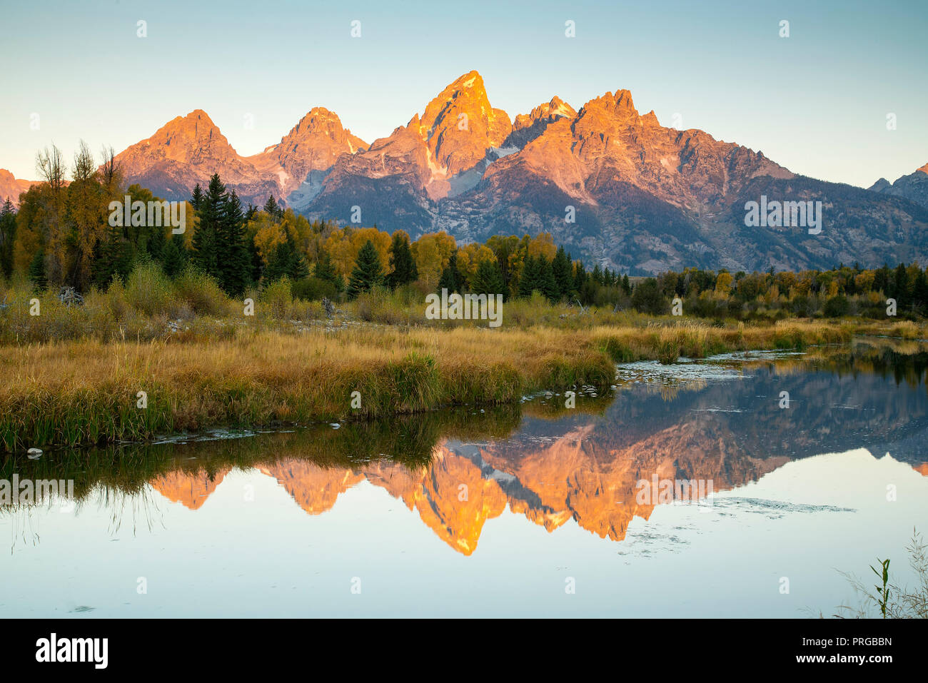 Herbst Blick von Oxbow Bend im Grand Teton National Park Stockfoto