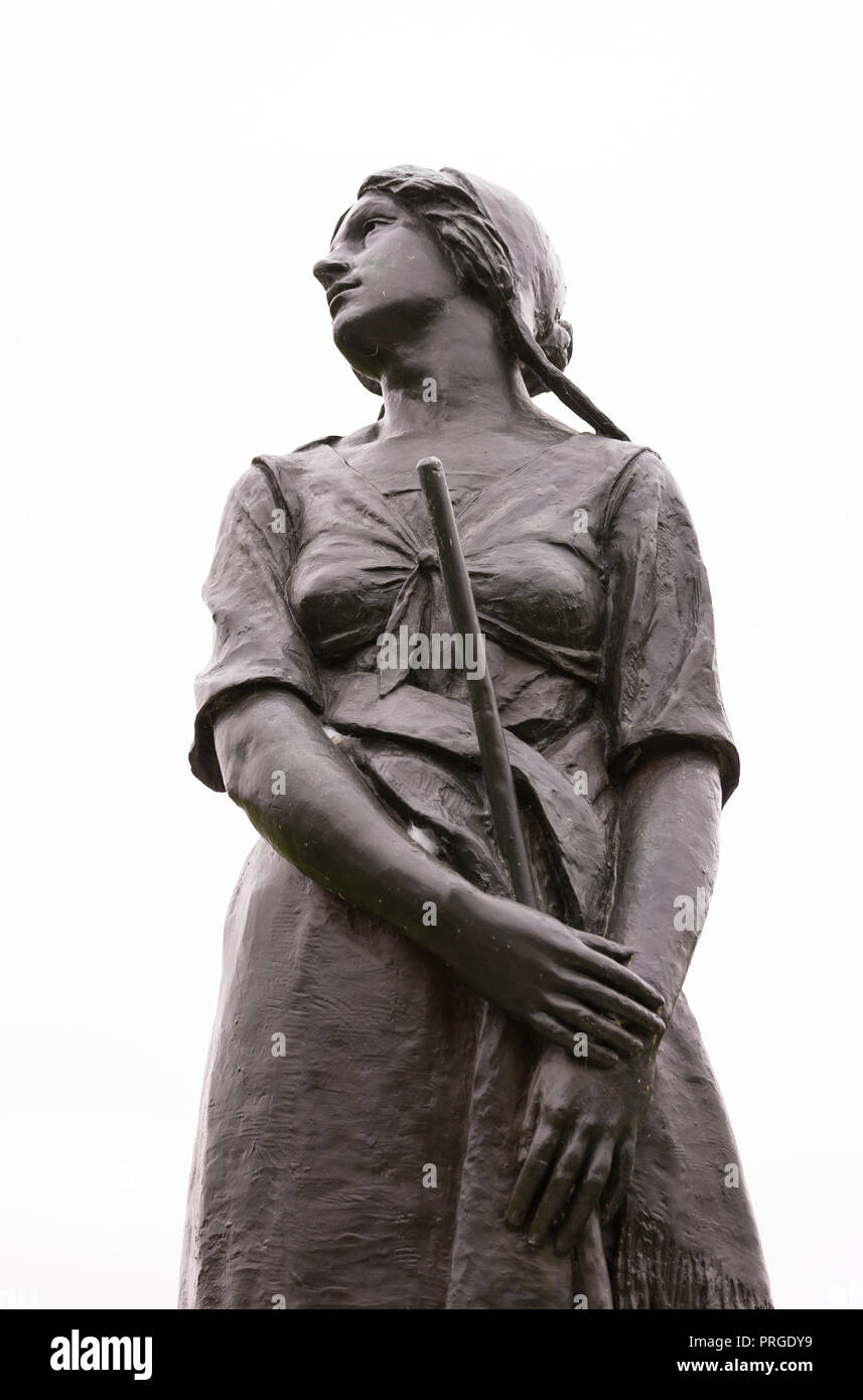 GRAND-PRE, Nova Scotia, Kanada - Statue von Evangeline, in Erinnerung an die Deportation der französischen Kanadier. Stockfoto