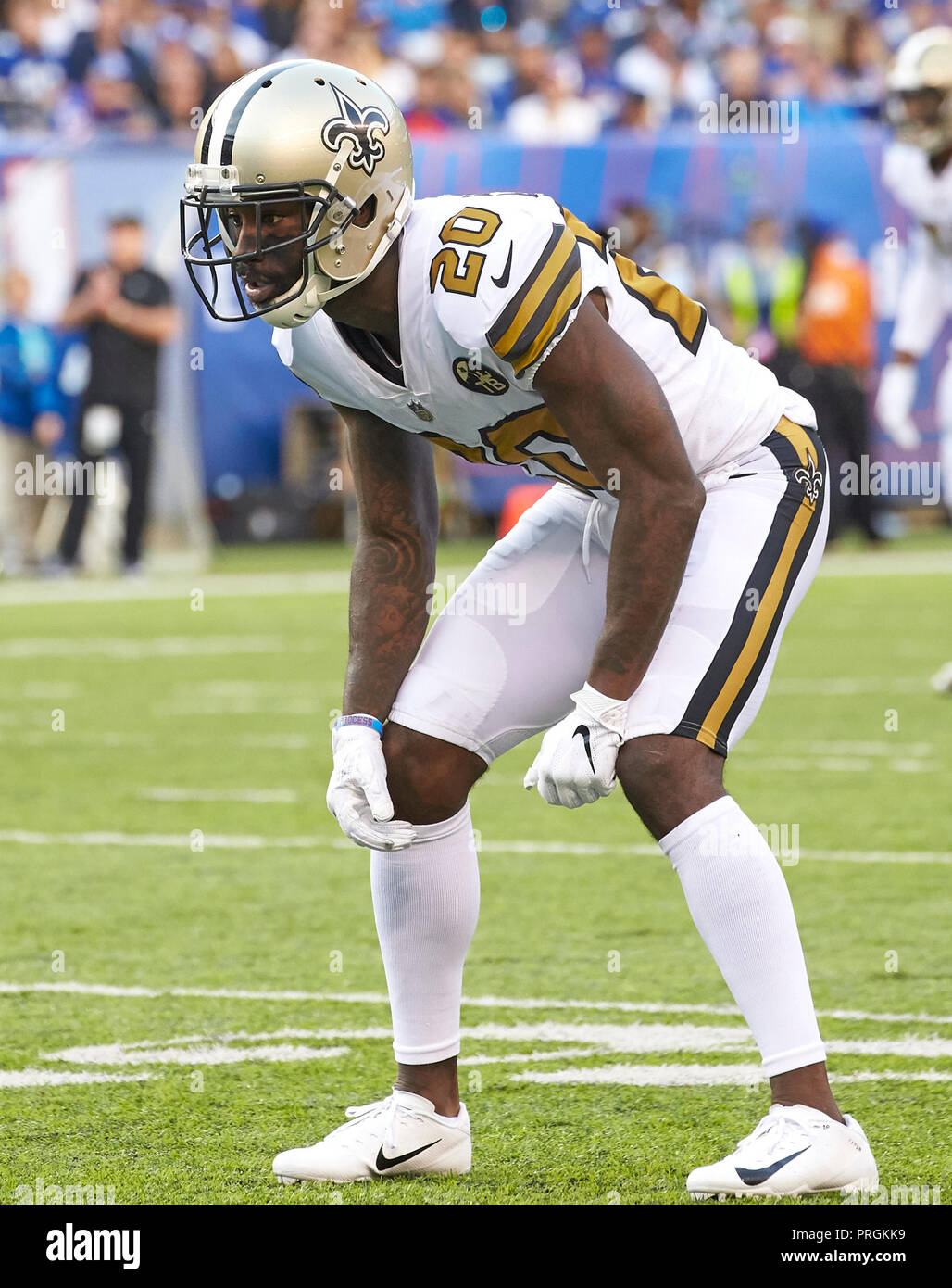 Oktober 2, 2018 - East Rutherford, New Jersey, USA - New Orleans Saints Cornerback Ken Crawley (20) Während ein NFL Spiel zwischen den New Orlean Heiligen und die New York Giants bei MetLife Stadium in East Rutherford, New Jersey. Die Heiligen die Riesen besiegte 33-18. Duncan Williams/CSM Stockfoto