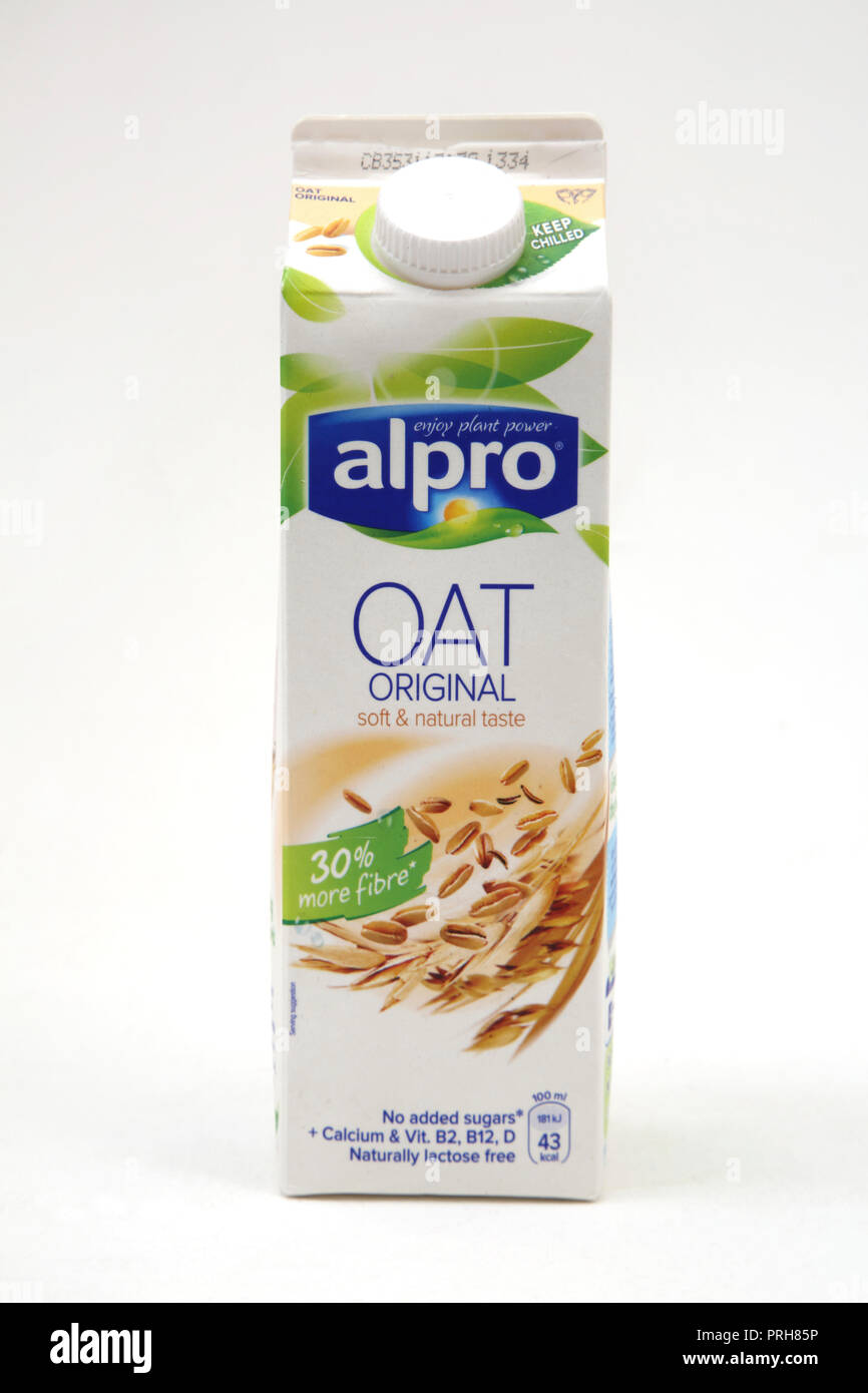 Alpro Oat Original Alternative zu Milch Stockfoto