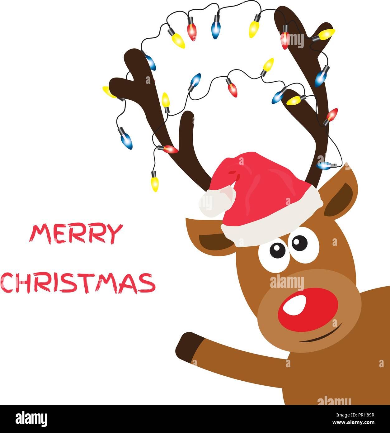 Vector Illustration eines lustig Weihnachten Reh. Stock Vektor