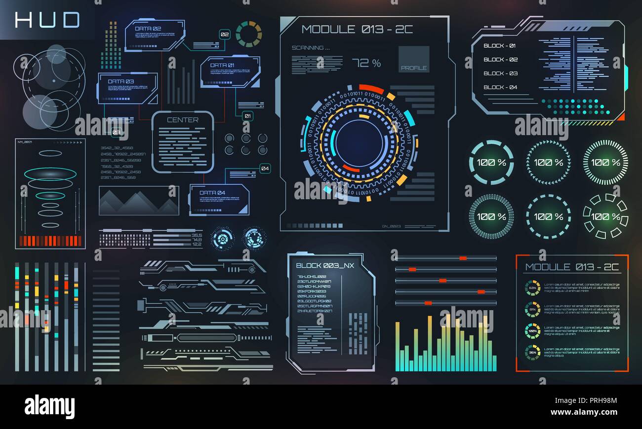 Hud Und Ui Elemente Sci Fi Futuristische Benutzeroberflache Tech Und Science Design Stock Vektorgrafik Alamy