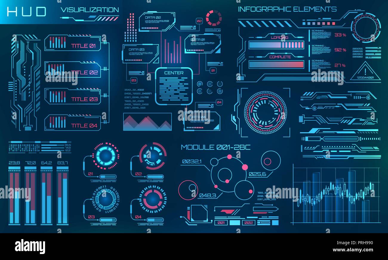 Futuristische HUD Designelemente. Infografik oder Technologie Schnittstelle für die Visualisierung von Informationen Stock Vektor