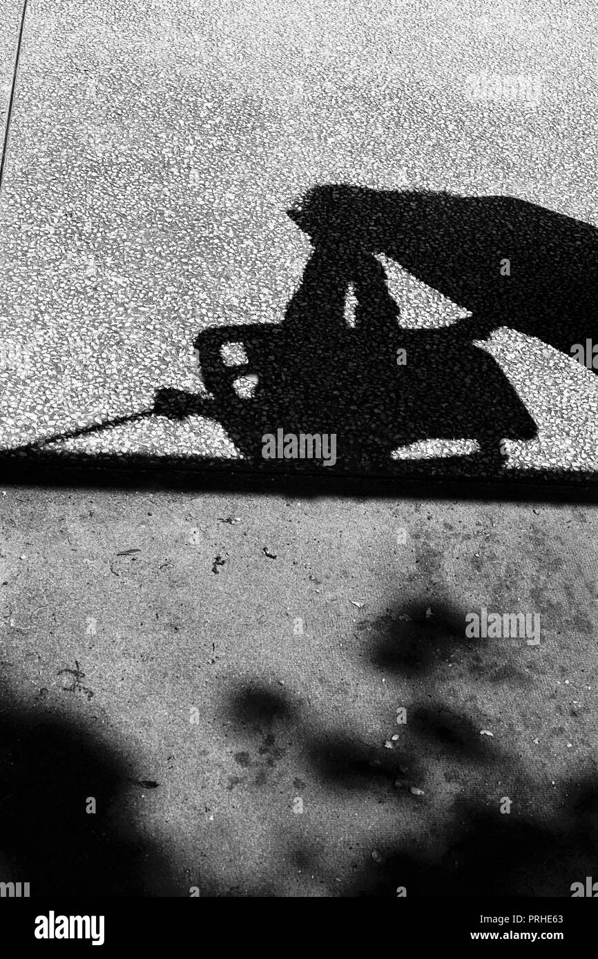 Ein Schatten, den ein Kind und seine Mutter auf einer Schaukel Stockfoto