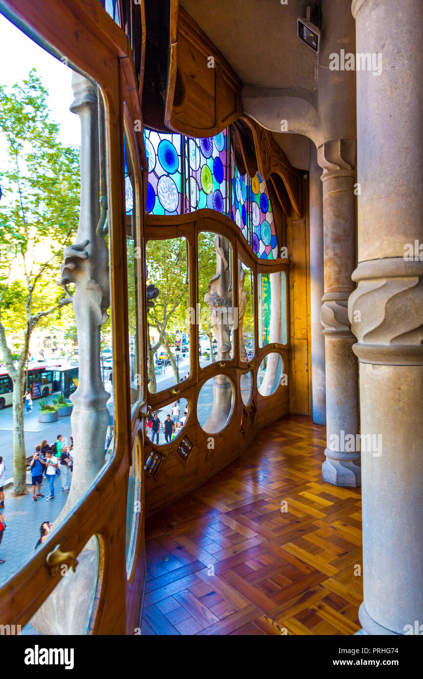 Innenraum der Edle Stock der Casa Batlló von Antoni Gaudi, Barcelona, Spanien Stockfoto