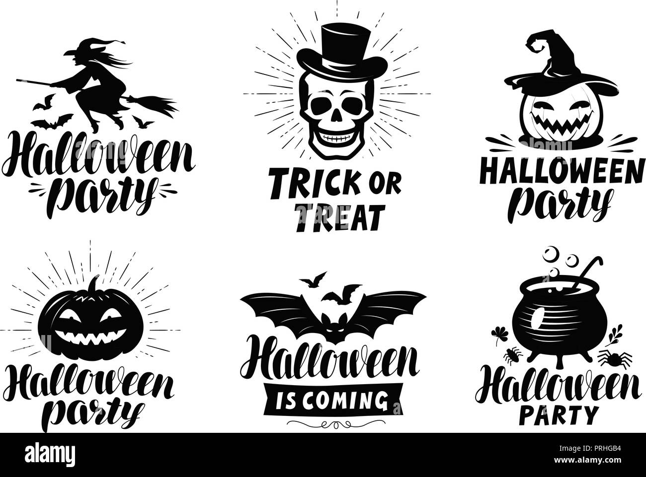 Halloween, set Logo oder Etiketten. Urlaub Symbol. Schriftzug Vector Illustration Stock Vektor
