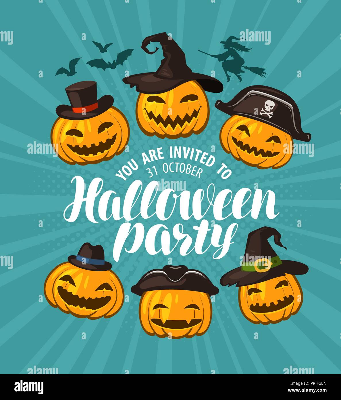 Halloween Party, Einladung. Holiday Banner. Cartoon Vector Illustration Stock Vektor