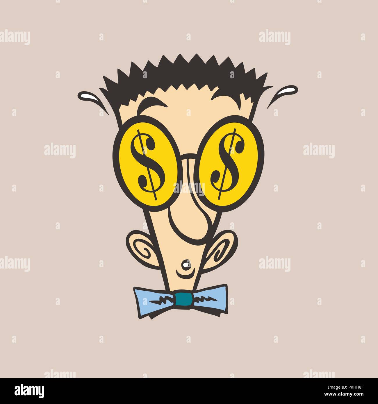 Gesicht geld Cartoon. Vector Illustration. Stock Vektor