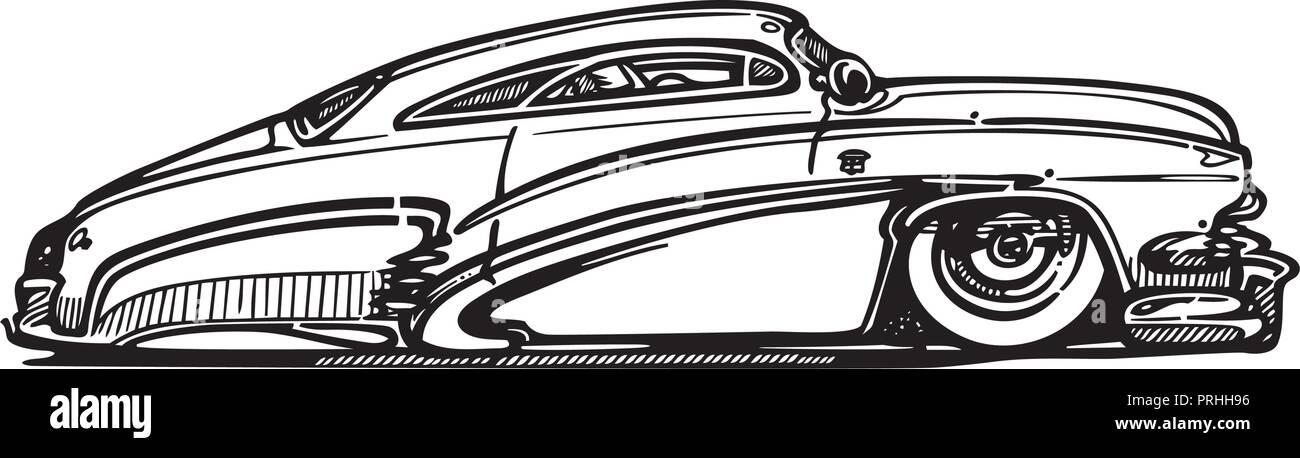 Vector retro hotrod Auto clipart caartoon Abbildung. klassische Oldtimer Stock Vektor