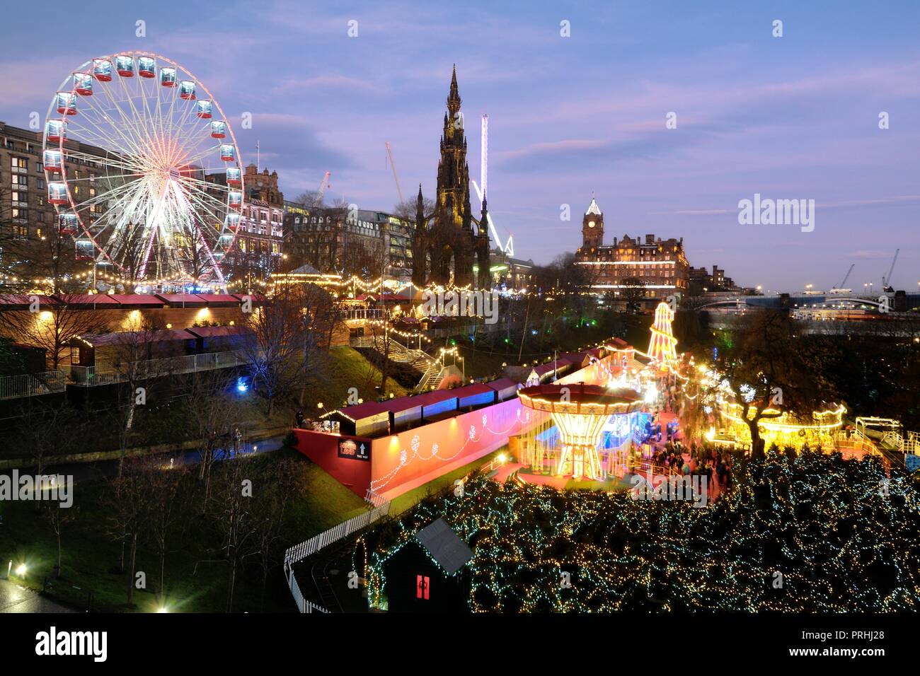 Edinburgh Princes Street Gardens Weihnachtsmarkt Stockfoto