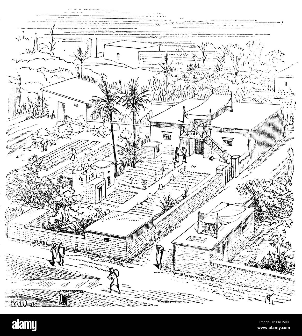 Ländliche Wohnhaus im alten Ägypten, Stockfoto