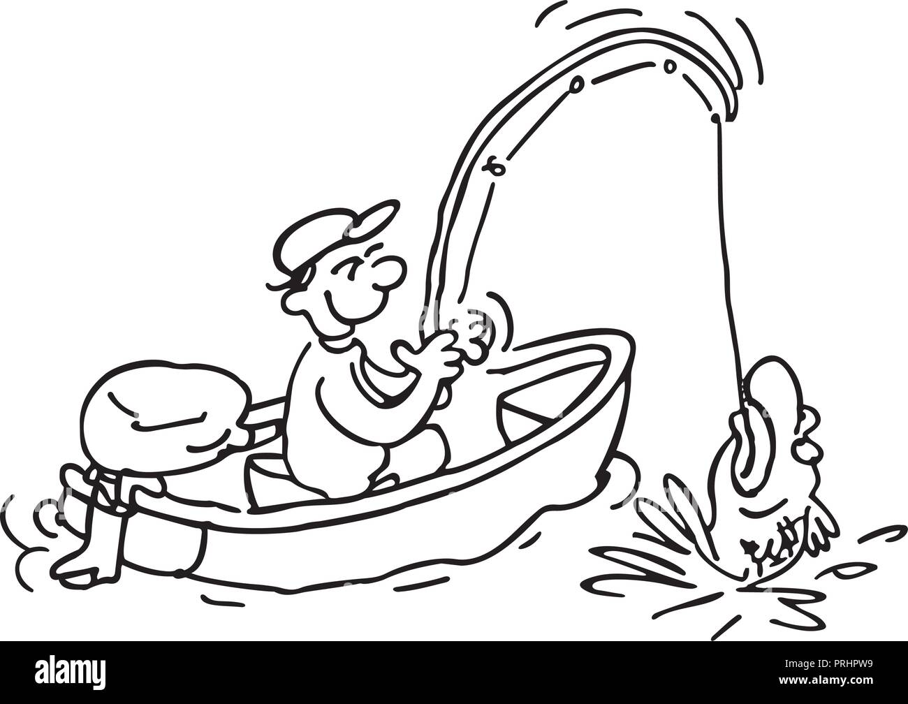 Fischer. umrissen Cartoon mit Skizze Fischer. umrissen Cartoon mit Skizze