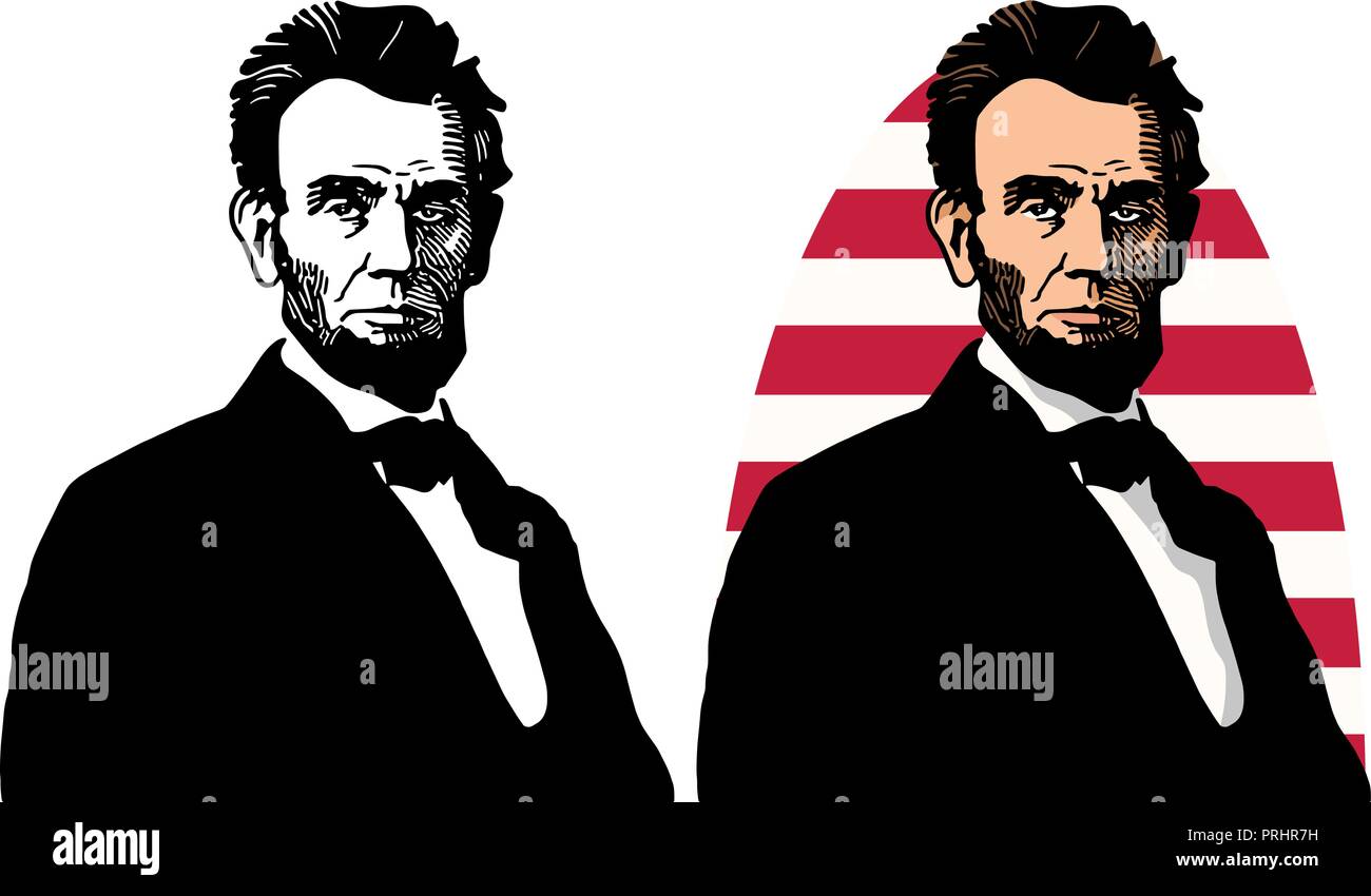 Ein illustriertes Portrait von Abraham Lincoln, der 16. Präsident der Vereinigten Staaten. Stock Vektor