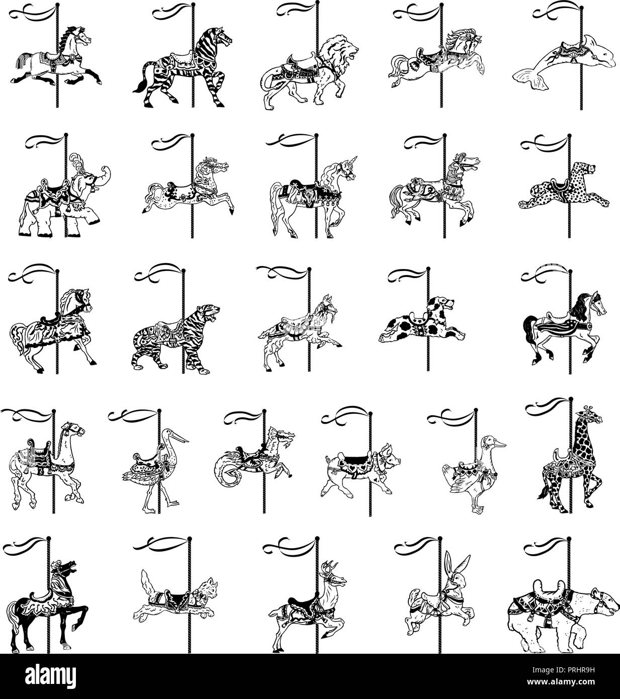 Karussell Tier Sammlung eingestellt. Vector Illustration.. Sammlung Stock Vektor