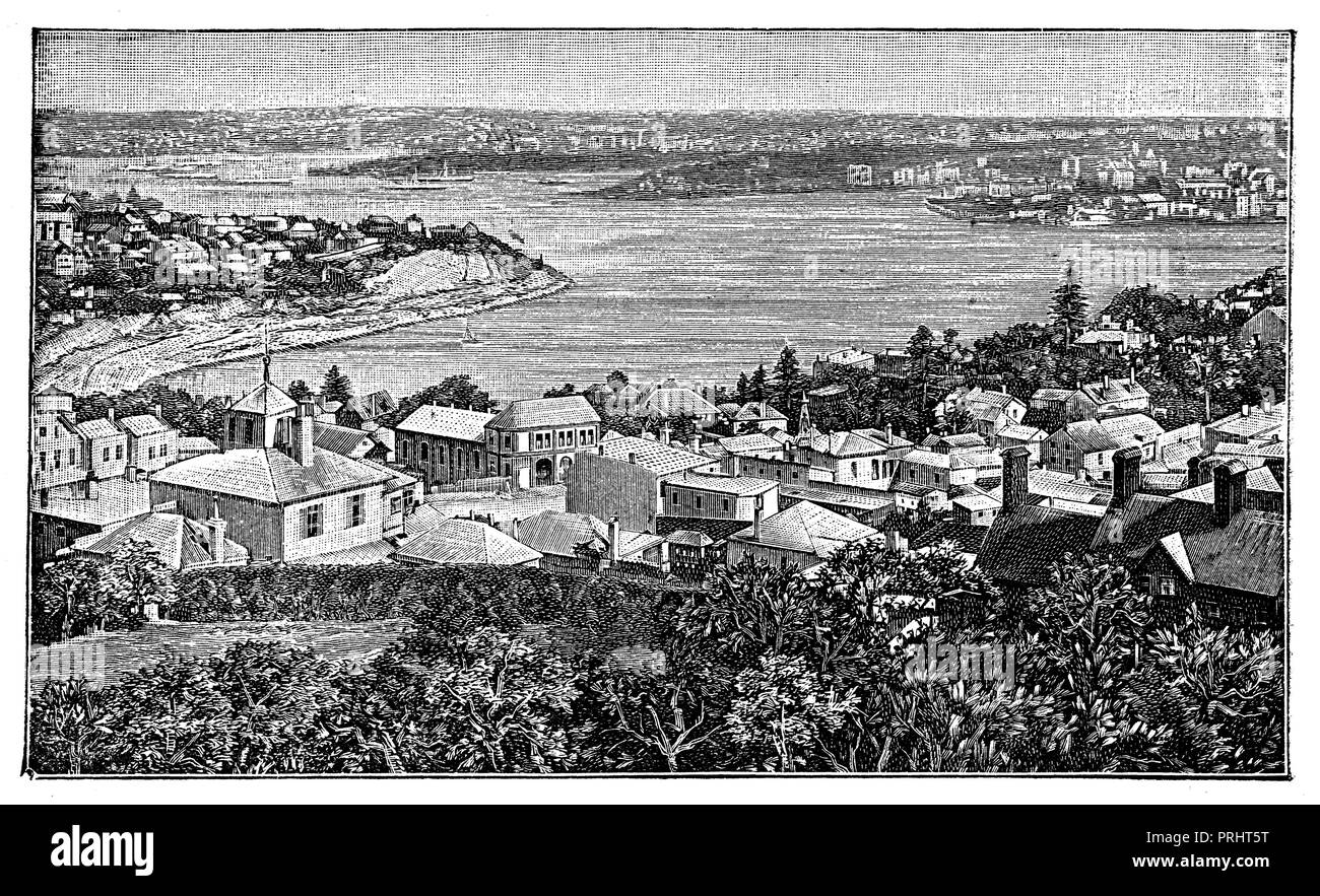 Sydney Hafen (Port Jackson) mit Sydney im Hintergrund, aus dem Norden, 1919 gesehen Stockfoto