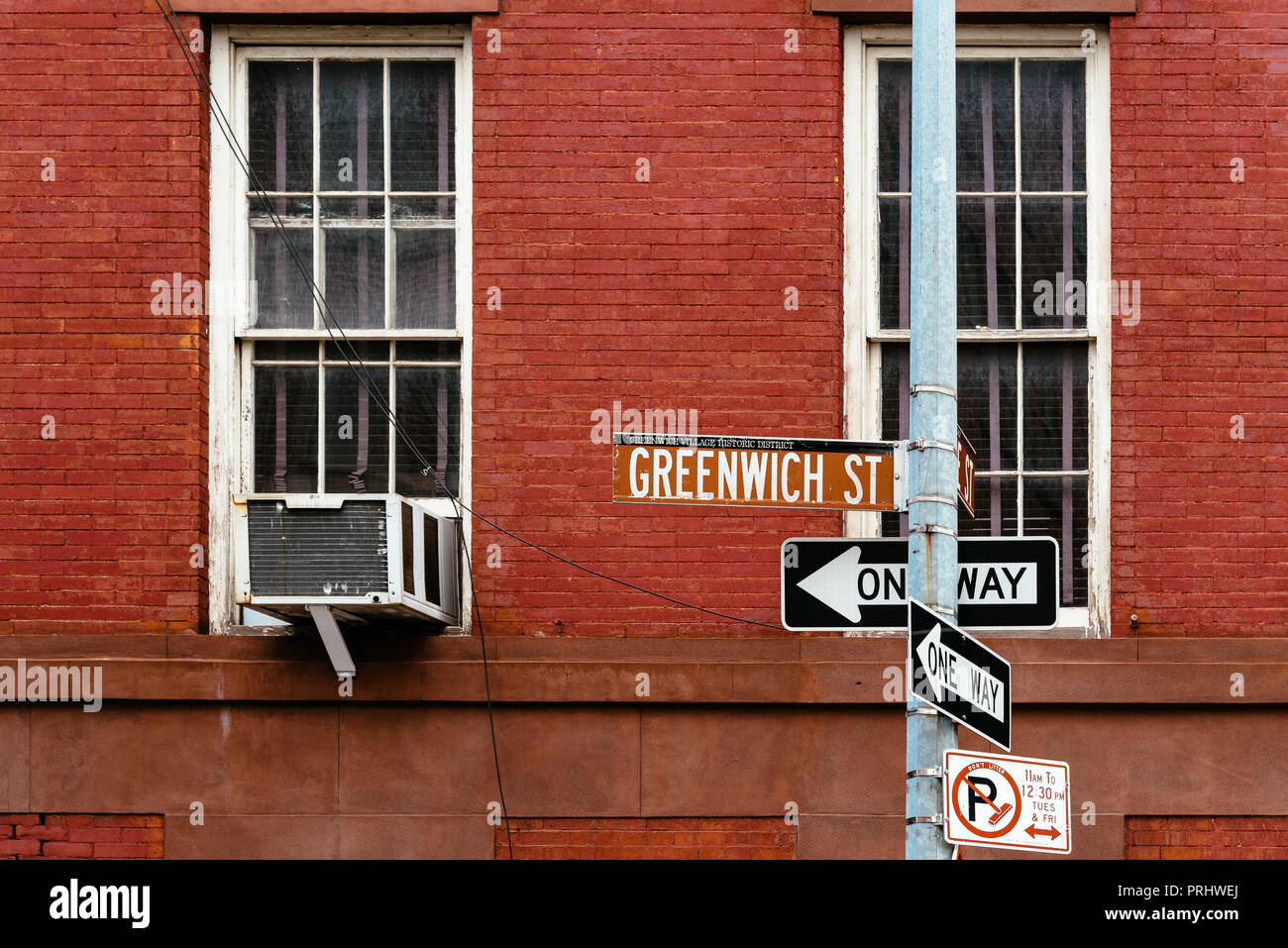 Greenwich Street Road Sign in Greenwich Village in New York City Stockfoto
