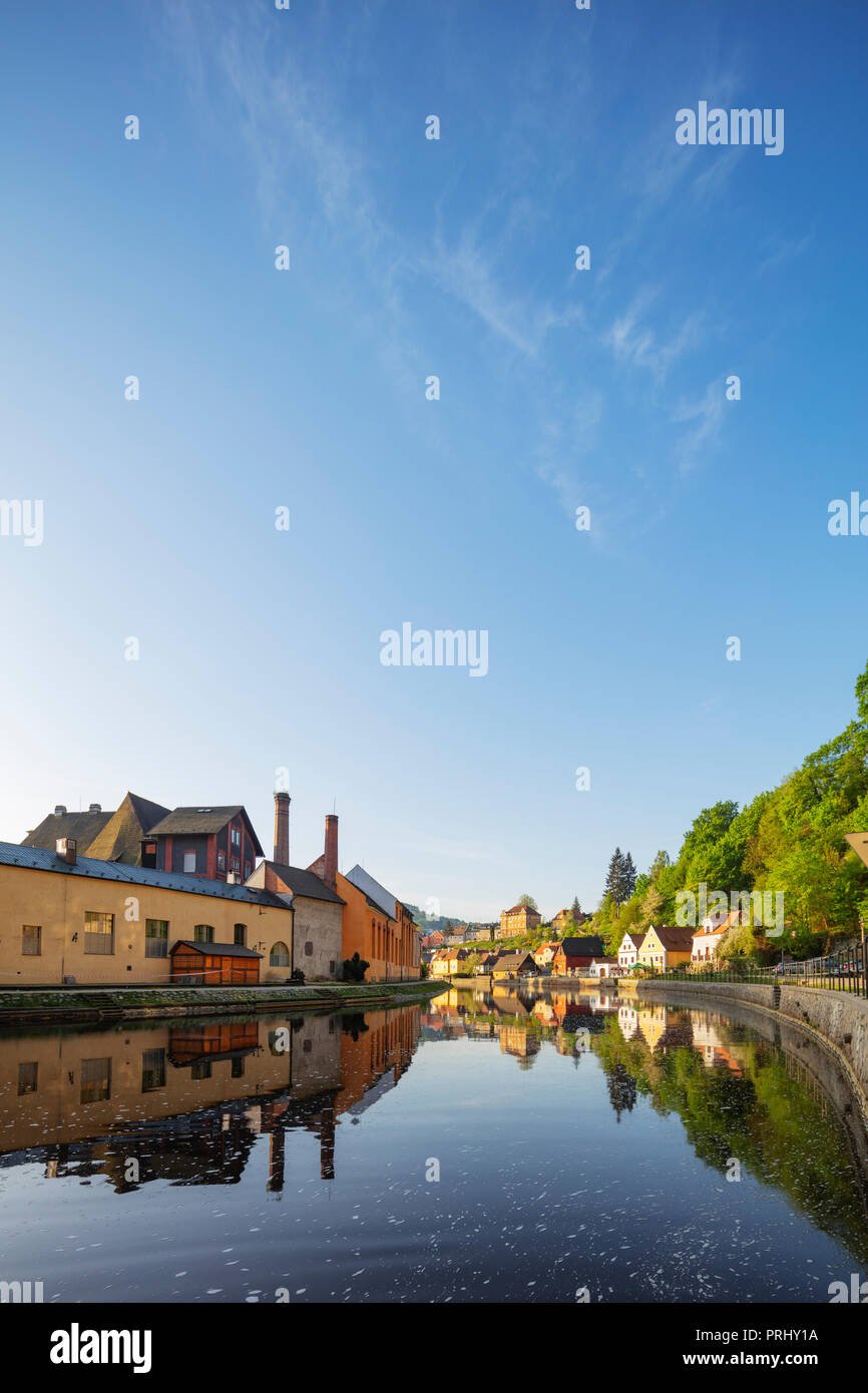 Europa, Tschechien, Region Südböhmen, Cesky Krumlov, UNESCO-Welterbe, Moldau Stockfoto