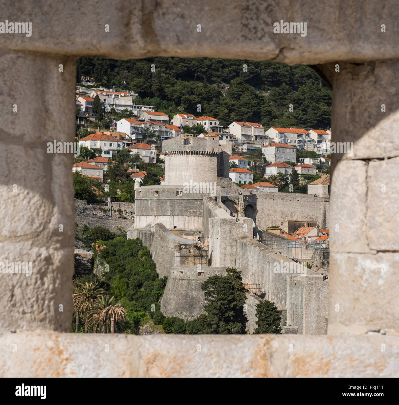 Der höchste Punkt auf die Mauern von Dubrovnik, Minceta Tower. Dubrovnik, Kroatien, Europa Stockfoto