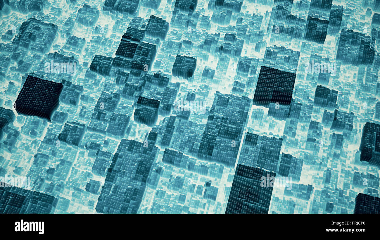 Abstrakte futuristische Dunkelblau kubische Oberfläche 3D Illustration Stockfoto