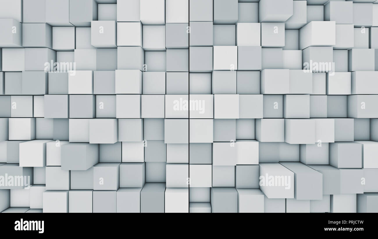 Abstrakte moderne kubische Oberfläche Hintergrund. Blaue Würfel Motion 3D-Darstellung Stockfoto