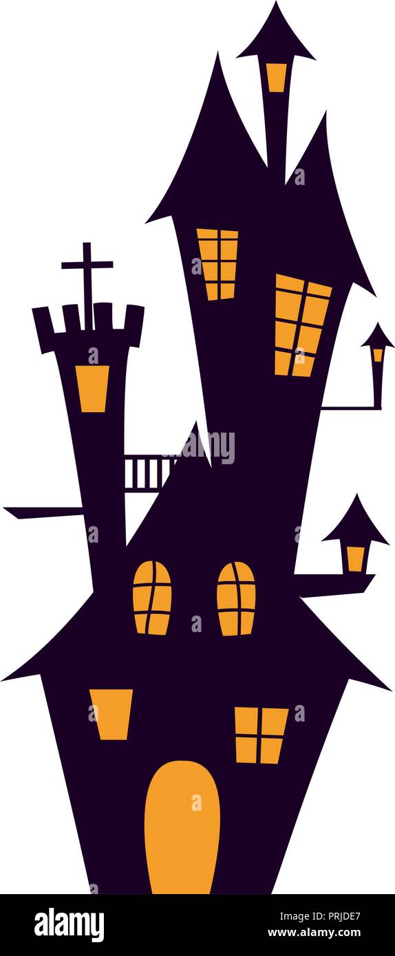 Halloween verwunschenen Schloss Szene Vector Illustration Design Stock Vektor