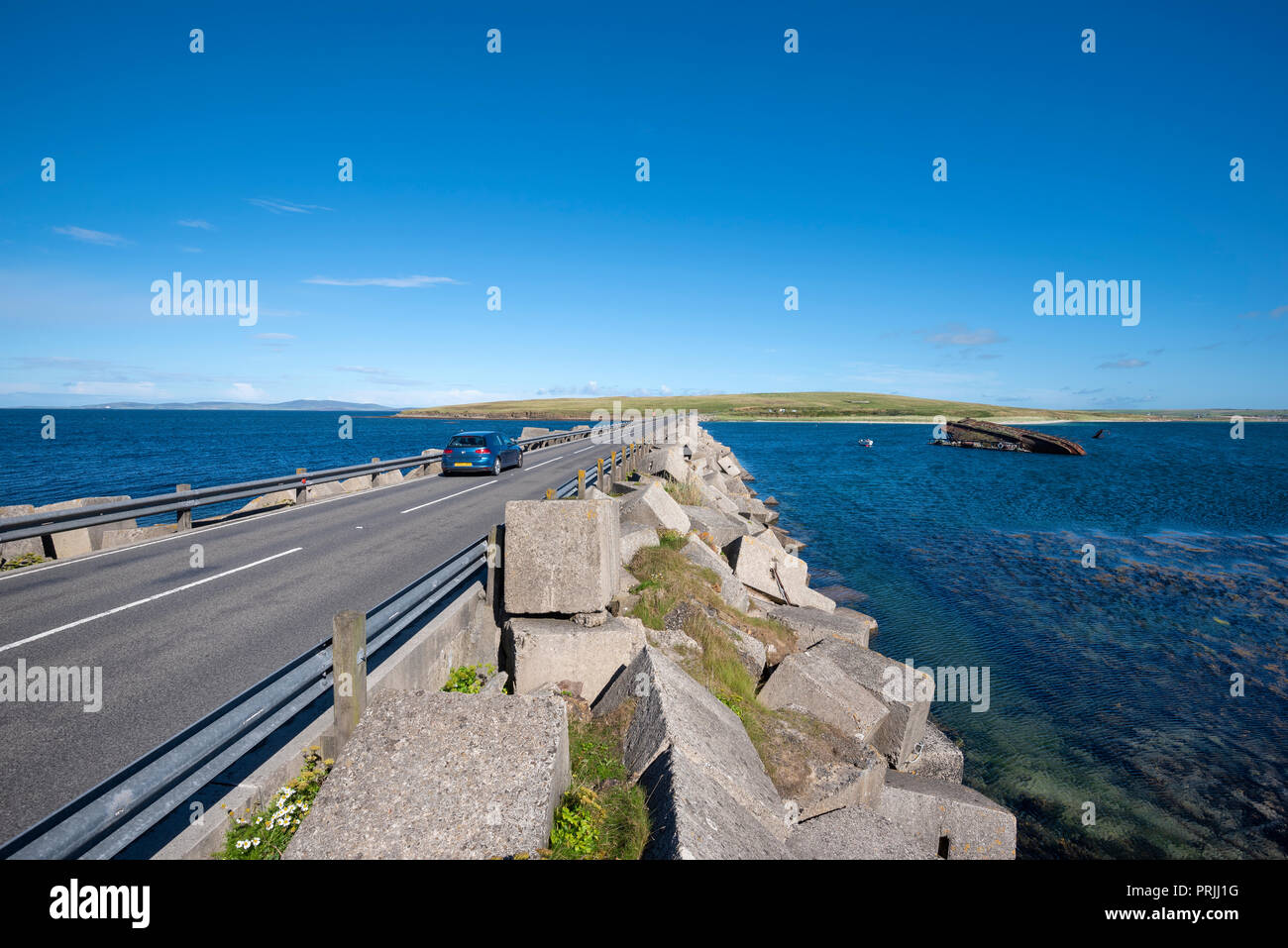 Churchill Barrier Nr. 3, errichtet während Zweiter Weltkrieg, den natürlichen Hafen von Scapa Flow, South Ronaldsay, Orkney zu schützen Stockfoto