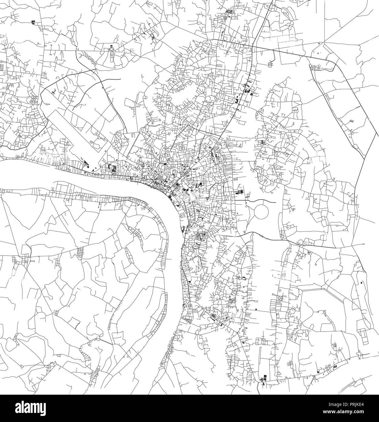 Satelliten Karte von Vientiane, Laos, Straßen der Stadt. Stadtplan, City Center. Asien Stock Vektor