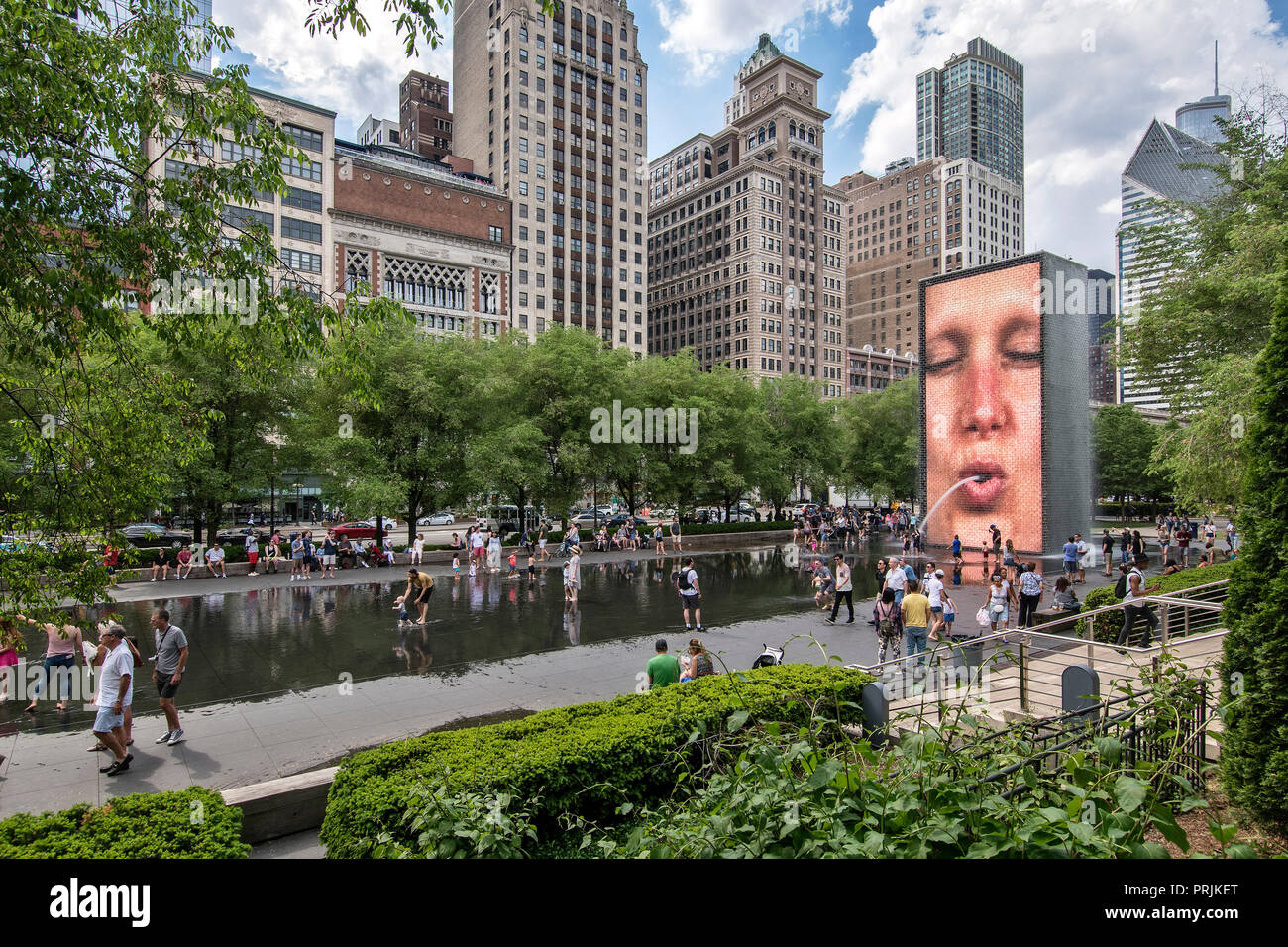 Crown Fountain, der katalanische Künstler Jaume Plensa, Millennium Park, östlich Randolph Street, Chicago, Illinois, USA Stockfoto