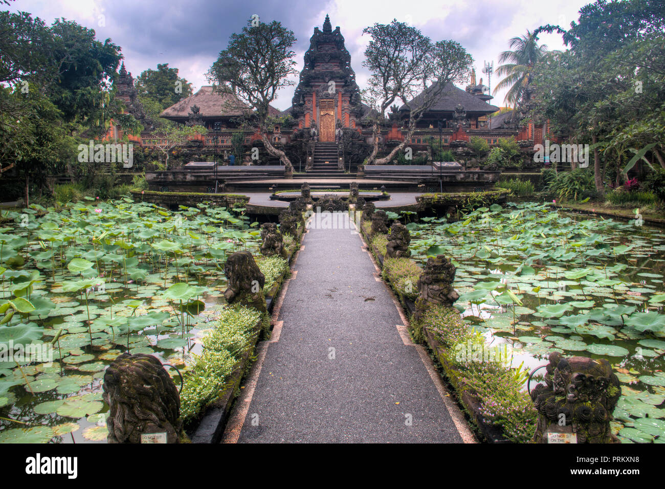 Der Pura Taman Saraswati Tempel ist einer der berühmtesten Attraktionen in Ubud, Bali Stockfoto
