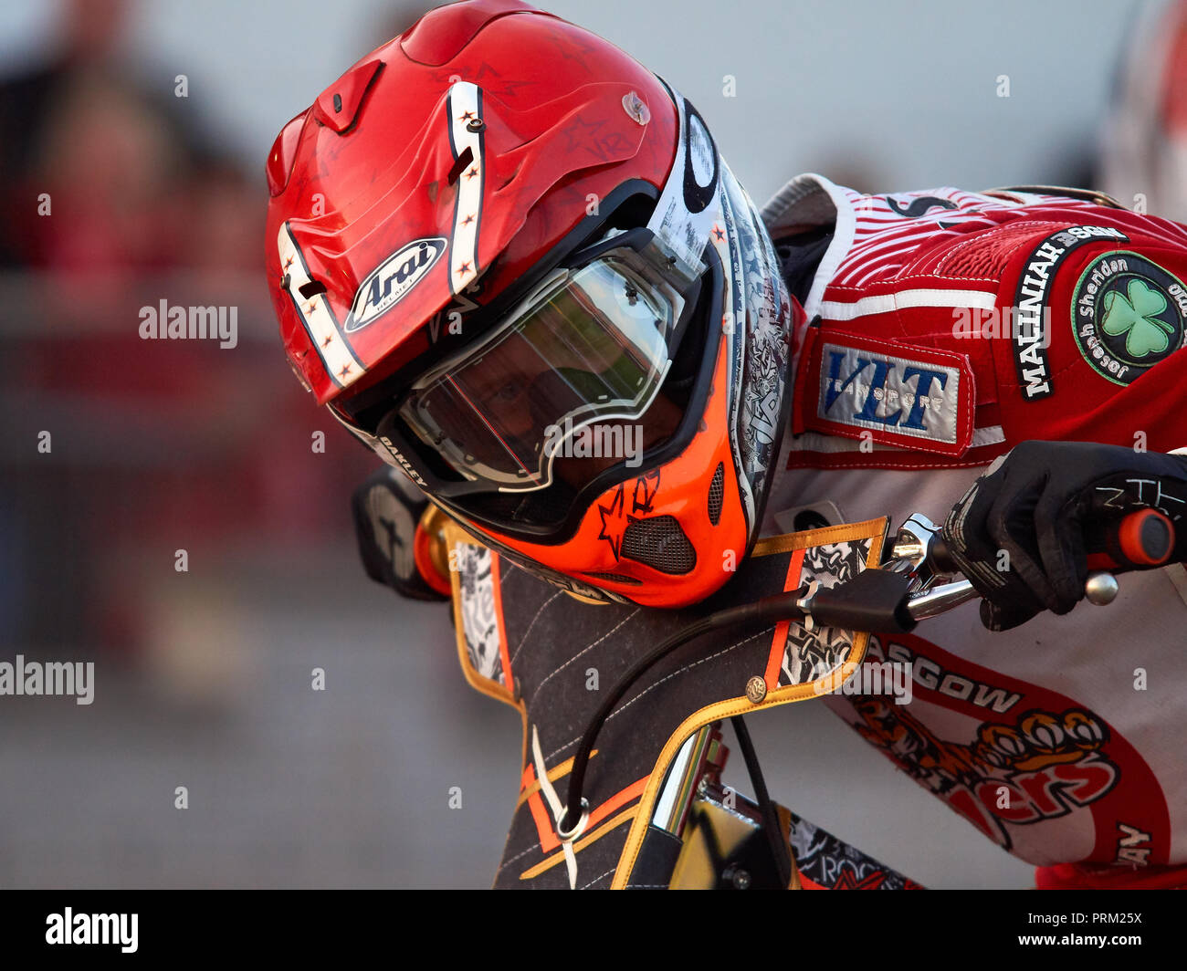 Klausel Vissing am Start beim Speedway Übereinstimmung zwischen Glasgow und Newcastle Tiger Diamanten auf der Rennstrecke in Glasgow. Stockfoto