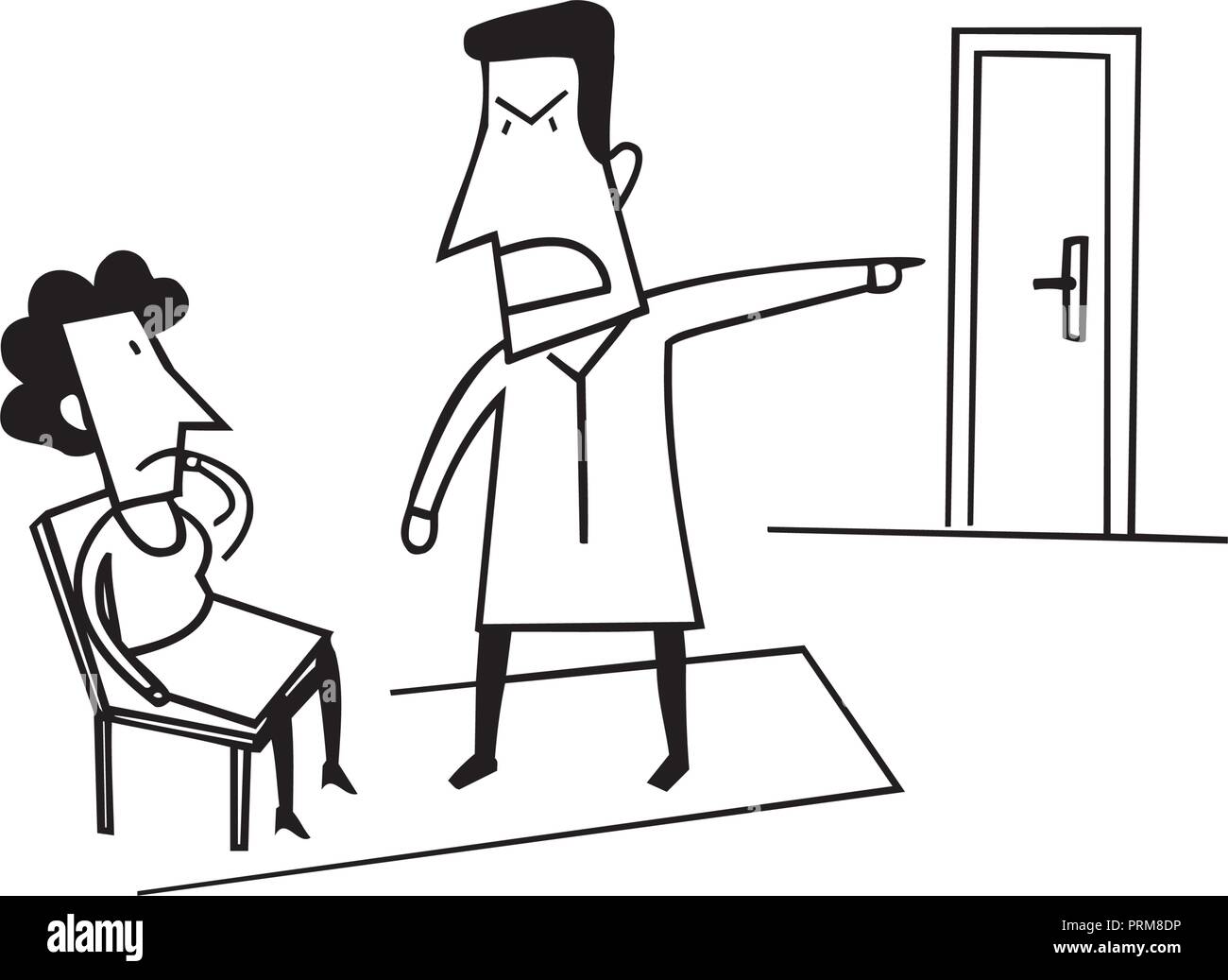 Angry Chef. umrissen Cartoon mit Handgezeichnetem Skizze illustration Vektor. Stock Vektor