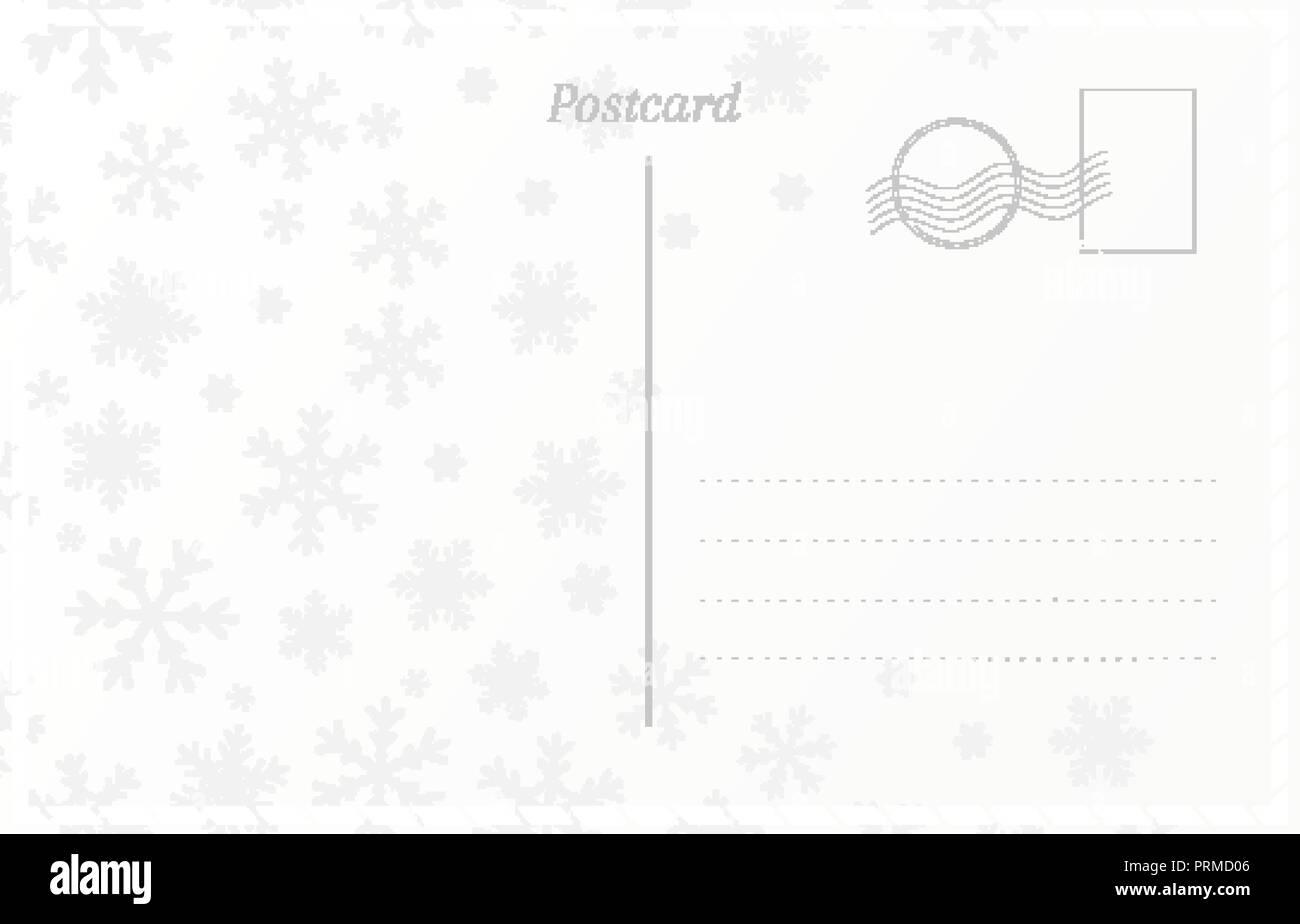 Retro Postkarte Vorlage für neue Jahr und Weihnachtsgrüße. Postkarte mit Schneeflocken design Stock Vektor