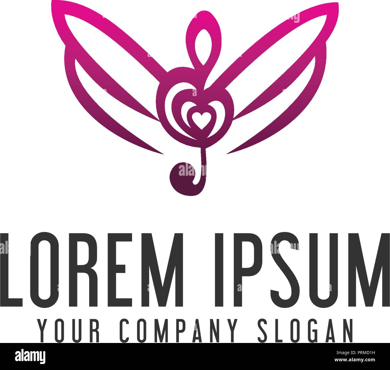 Musik Flügel Logo Design Konzept Vorlage Stock Vektor