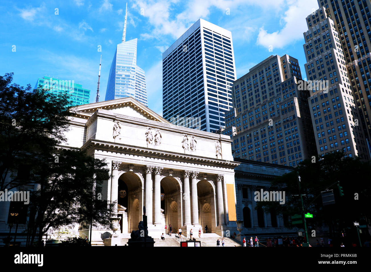 New York City Public Library Eingang in Manhattan Stockfoto