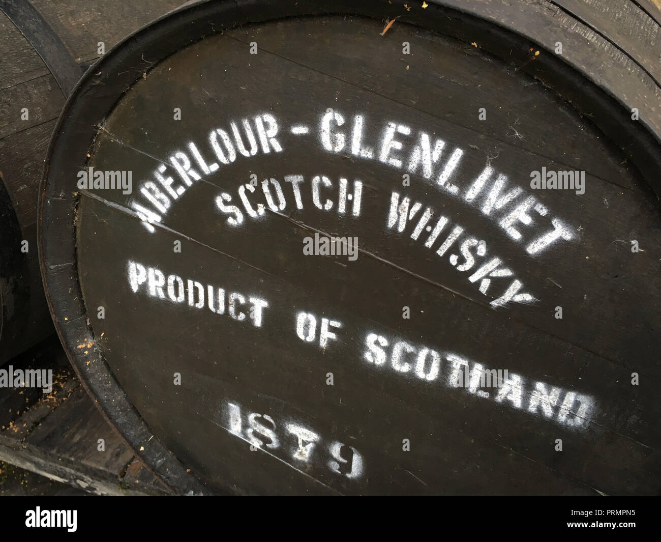 Aberlour Whisky Distillery, in Speyside, in Aberlour, Schottland, am 02. Oktober 2018. Stockfoto