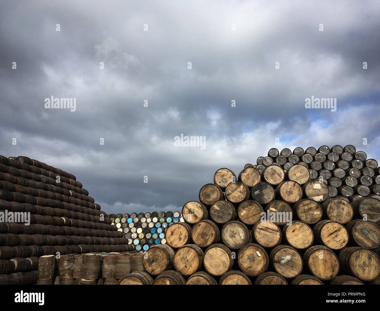 Whisky Fässern, in Speyside, in Aberlour, Schottland, am 02. Oktober 2018. Stockfoto